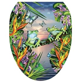 Toilet Tattoos TT-LS01-O Frogs in the Moonlight Design, Elongated