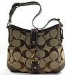 AUTHENTIC COACH HAMPTONS SIGNATURE PERFORATED HOBO 11368 (Khaki/Chestnut)