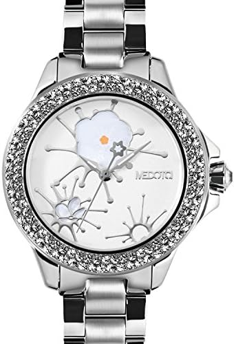 MEDOTA Saison Women's Studded Automatic Water Resistant Analog Quartz Watch - No. 8001 (Smile Flower)