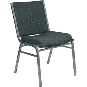 Heavy Duty, 3'' Thickly Padded, Green Patterned Upholstered Stack Chair [XU-60153-GN-GG] by Furniture Crew
