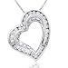 Loving heart charm pendant with 1.01cttw channel set and pave set round diamonds in 14K white gold