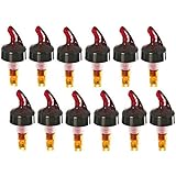 12 Red Spout Black Collar Measured Bottle Pourer - Auto Measuring 1.5 Oz