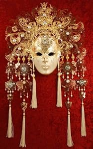Antifaces veneciados de materiales sencillos y ligeros. Piezas de artesania tradicional, decoración y colección. Modelo Magnificient Duchessa