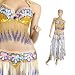 (Price/3 pcs)Bellyqueen™ 100% Handmade Dancinig Costume, Fringe Sequin Beaded Bra And Lotus Leaf Skirt Set