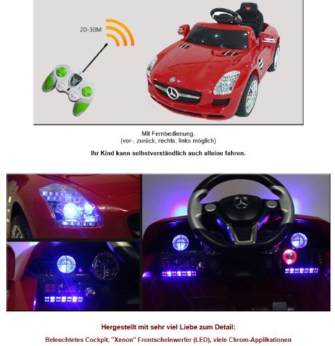 *2x Motoren* Original Mercedes-Benz AMG SLS Lizenz Kinderauto Kinderfahrzeug (SCHWARZ) - 4