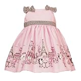 Rare Editions Baby/Infant Girls 12M-24M 2-Piece PINK PARIS POODLE BORDER PRINT Special Occasion Wedding Flower Girl Easter Birthday Party Dress