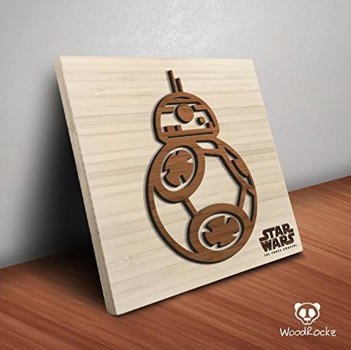 BB8 Star Wars Inspired Bamboo Wall Decor - Fan Art Handmade Home Decoration - Perfect Gift Idea - 8" x 8"