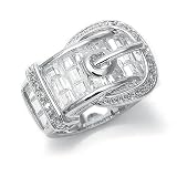 Clear CZ Designer Buckle Ring 8