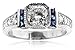 Diamond & Blue Sapphire Platinum Antique Style Engagement Ring