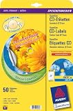 Produkt-Bild: Avery Zweckform, J8676-25, CD-Etiketten, 25 Blatt, SuperSize-Spezialformat, 2880 dpi, schnell trocknend, spezielbeschichtet, &oslash; 117