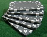 5 Gray Rectangular Poker Chips - European Style Plaque