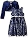 Youngland Little Girls' 2 Piece Velour Cardigan with Floral Glitter Mesh Dress