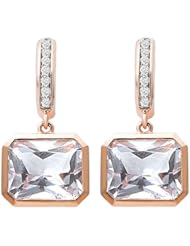 Tivolia Collection 14K Rose Gold Rose Quartz and Diamond Dangle Earrings