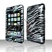 Black and Silver Zebra Animal Skin Design Snap-On Cover Case Cell Phone Protector for Apple iPod Touch iTouch II 2G + Lanyard Gift