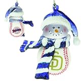 Pack of 4 MLB San Diego Padres Baseball Snowman Christmas Ornaments 2.75"