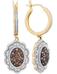 0.50CTW-DIA COGNAC EARRING