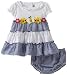Youngland Baby-girls Infant Short Sleeve Color Block Bee Applique Seersucker Dress With Diaper Cover, White, 24 Months
