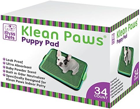 Klean Paws Premium Puppy Training Pads ● Built in Odor Destroyer ● Ultra Absorbent ● 16.5" x 19.3" ● 34 Count