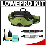 Lowepro Inverse 200 AW Beltpack Camera Bag (Leaf Green) + Accessory Kit for Canon Rebel XSi, XS, XTi, 40D, Nikon D40, D60, D80, D200, D300, D700, Olympus Evolt E-410, E-420, E-510, E-520, and Sony Alpha A200, A300, A350, A700 Digital SLR Cameras