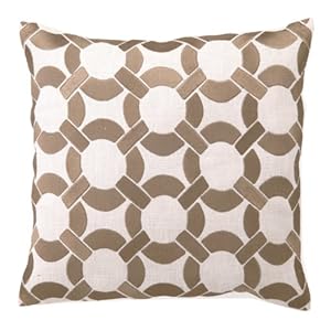 D.L Rhein Embroidered Linen Pillow Mod Link Taupe 16 by 16-Inch