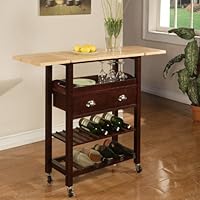 Powell Julia Espresso Kitchen Cart with Natural Top