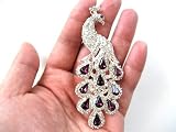 GORGEOUS PEACOCK CRITTER BROOCH PIN AMETHYST FEATHER