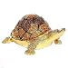 Large Turtle Box Amber Swarovski Crystals 24K Gold Jewelry, Trinket, Pill Box FREE SHIP! Certificate of Authenticity