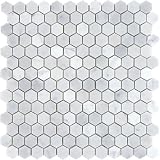 CARRARA HEXAGON HONED MARBLE MOSAIC 1"