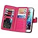 S5 Case, Galaxy S5 Case - Egrace Vintage Classic Wallet Case Hard Shell Skin Case [Stand View] Samsung S5 Premium PU [Wallet Case] Leather Case with Built-in 9 Card Slots Galaxy S5 / Galaxy SV / Galaxy S V (2014) (Hot Pink)