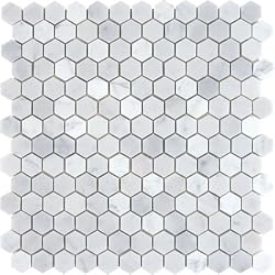 CARRARA HEXAGON HONED MARBLE MOSAIC 1"