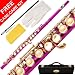 180-PK - HOT PINK/GOLD Keys Closed C Flute Lazarro+Pro Case,Care Kit - 10 COLORS Available ! CLICK on LISTING to SEE All Colors
