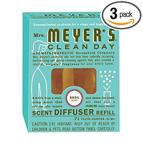 Mrs. Meyer's  Scent Diffuser Refills, Basil, .71-Ounce Bottles (Pack of 3)
