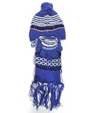 Boy's Peruvian Double-sewn 3-piece Glove, Hat & Scarf Set (Blue)