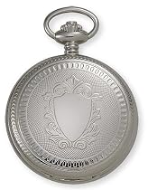Avalon 17 Jewel Mechanical Skeleton Silver-tone Covered Pocket Watch with Chain, #4035S