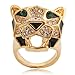 EVER FAITH Teardrop Leopard Clear Austrian Crystal Ring Gold-Tone - Size 7