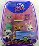 Eigenschaften HASBRO Littlest Pet Shop / Littlest Pet Shop - Multi-Tasche - KB Toys Exclusive - weisse Maus SITZT BETTELT & weisser Hase # 3 & brauner Yorkshire-Terrier mit Haarsträhne # 6 & weiss/schwarz Perser-Katze # 60 - OVP