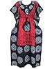 Kaftan Caftans Red Batik Womans Nightgowns Maxi Dress One Size