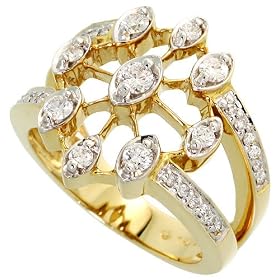 14k Gold Band 3/4" (19mm) wide, w/ 0.58 Carat Round Brilliant Diamonds