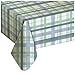 Everyday Luxuries Lexington Plaid Stain Resistant and Spill Proof with Flannel Backing Vinyl Tablecloth for Spring/Summer/Party/Picnic, Blue, 52