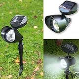 Spot Solaire 2 LED ultra brillantes - Métal - Fixation mural ou Sol