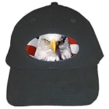 Black Baseball Cap of Bald Eagle with U.S. American Flag