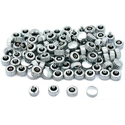 100 Chrome Watch Crown Assortment Buttons Repair Parts