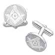 Rhodium-plated Round Masonic Cuff Links