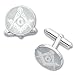 Rhodium-plated Round Masonic Cuff Links
