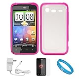 Durable Crystal Hard Case Cover with Pink Rubberized TPU Silicone Skin Edge ....