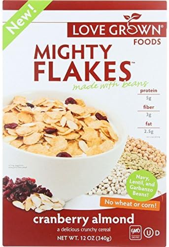 Love Grown Foods Cereal - Mighty Flakes - Cranberry Almond - 12 oz - case of 6 - Yeast Free - Wheat Free- GMO Free by Love Grown Foods