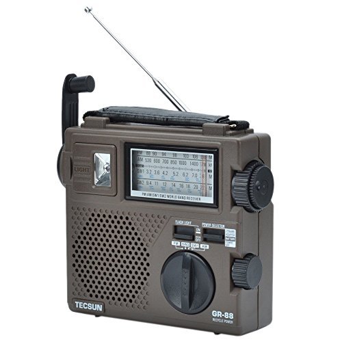 NiceshopÂ® Brand New GR-88 FM/MW/SW Full Band Radio Receiver Digital Radio Receiver Emergency Light Radio Dynamo Radio with Built-In Speaker Flashlight Manual Hand Power Generation Radio-(Brown Color)