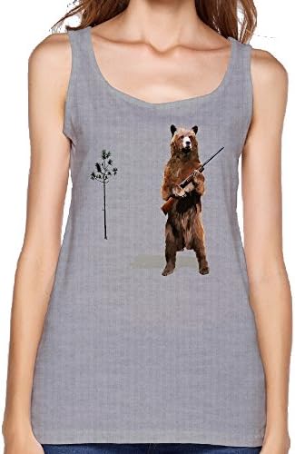 SISIKJ Bear With A Shotgun Woman Gray Vest T Shirt