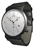 Obaku by Ingersoll gents chronograph silver dial  black leather strap watch