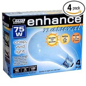 Feit Electric 75A D 4 75-Watt A19 Full Spectrum Bulb, 4 Pack by Feit Electric